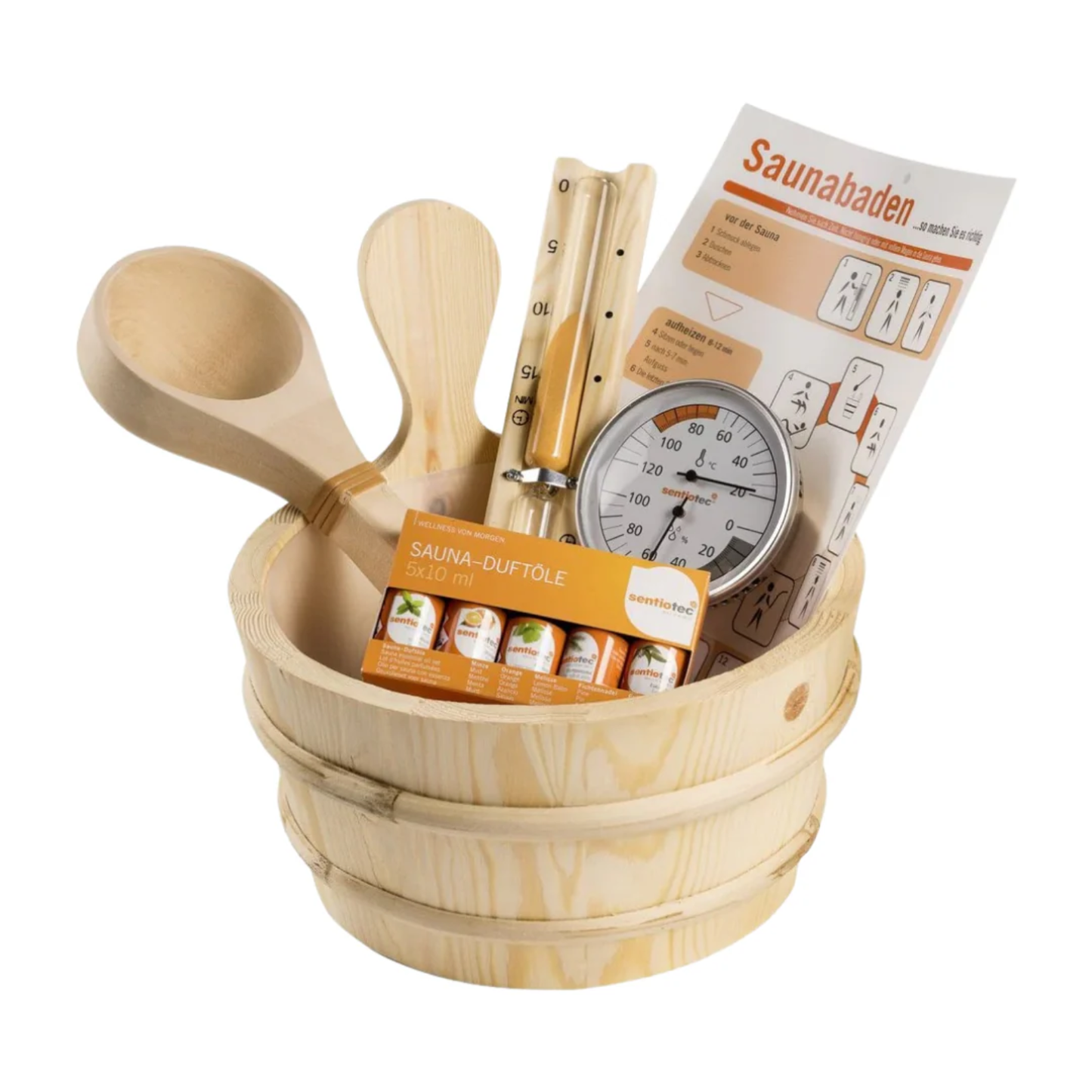 Set Accessori Sauna con Secchio, Mestolo e Fragranze