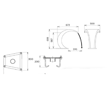 Cascata a Mezzaluna Satinata in Acciaio Inox AISI 316