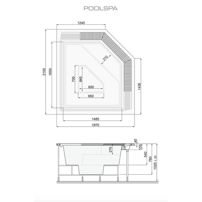 Janette Pool Spa da Incasso con Bordo Sfioratore e 12 Getti